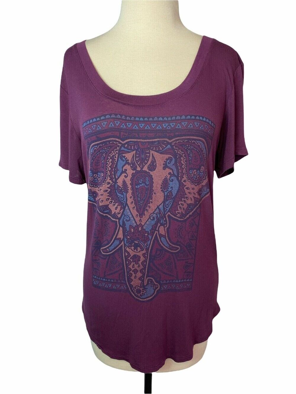 Small Fifth Sun Elephant Graphic T-Shirt Plum Soft Tee